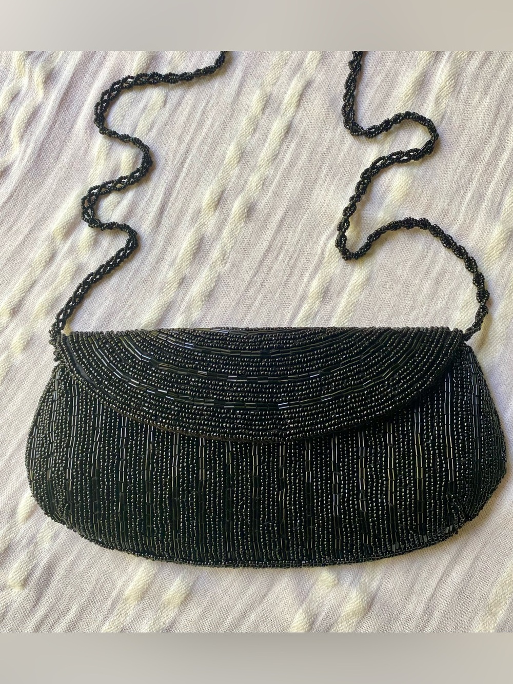 Vintage Black Beaded Evening Bag